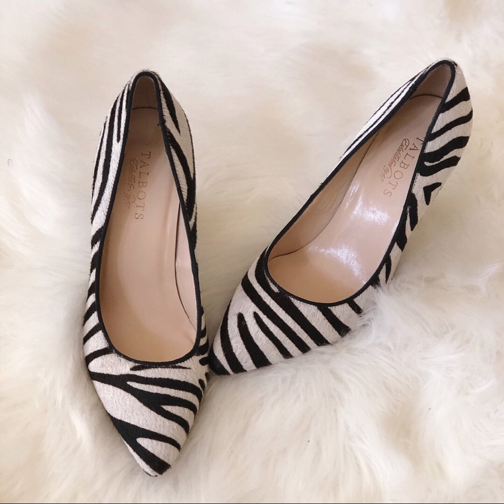 Talbots Women’s Pumps Black Ivory Zebra Prints
